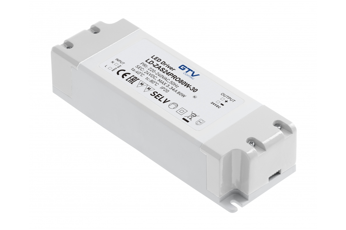 LED POWER SUPPLY PRO 24V, 80W, input 220-240VAC, IP20, exc. 181x63x40mm