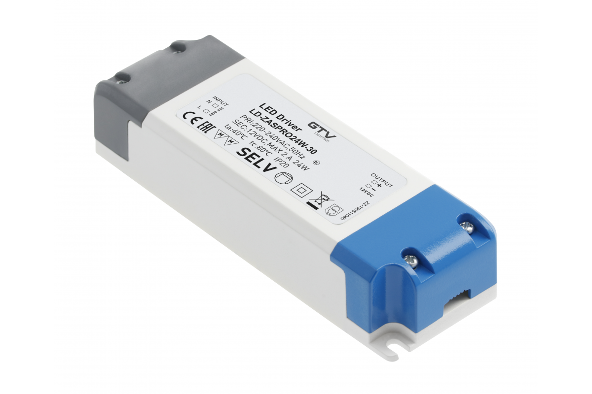 LED Power Supply PRO 12V, 24W, input 220-240VAC, IP20, ext. 140x47x29 mm