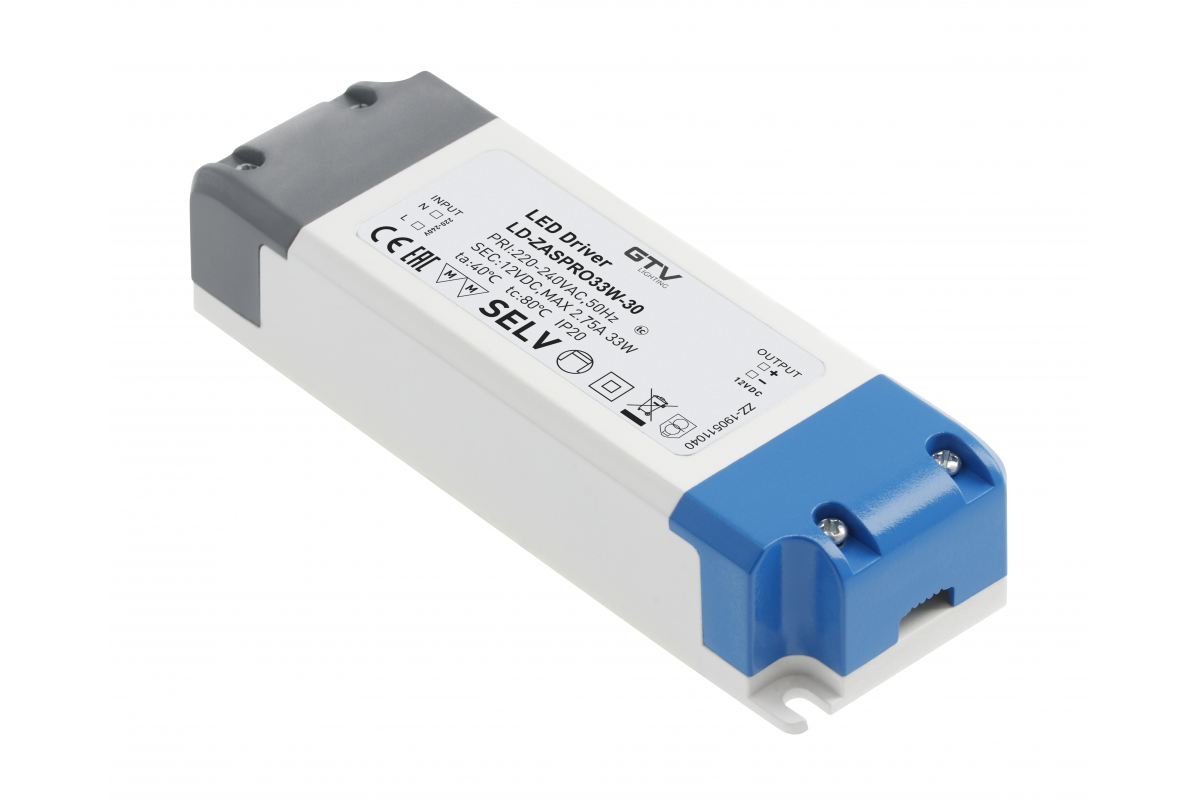 LED Power Supply PRO 12V, 33W, input 220-240VAC, IP20, ext.140x47x29 mm