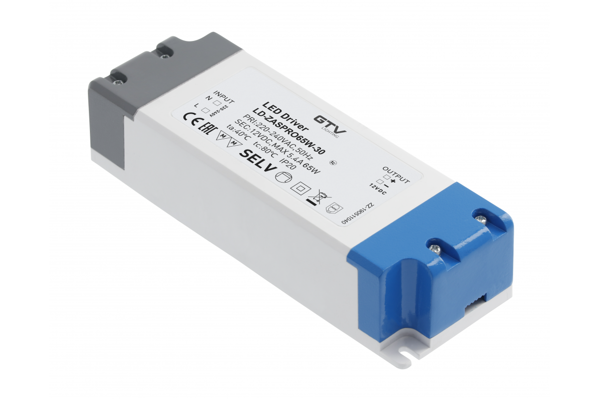 LED Power Supply PRO 12V, 65W, input 220-240VAC, IP20, ext.181x63x40 mm