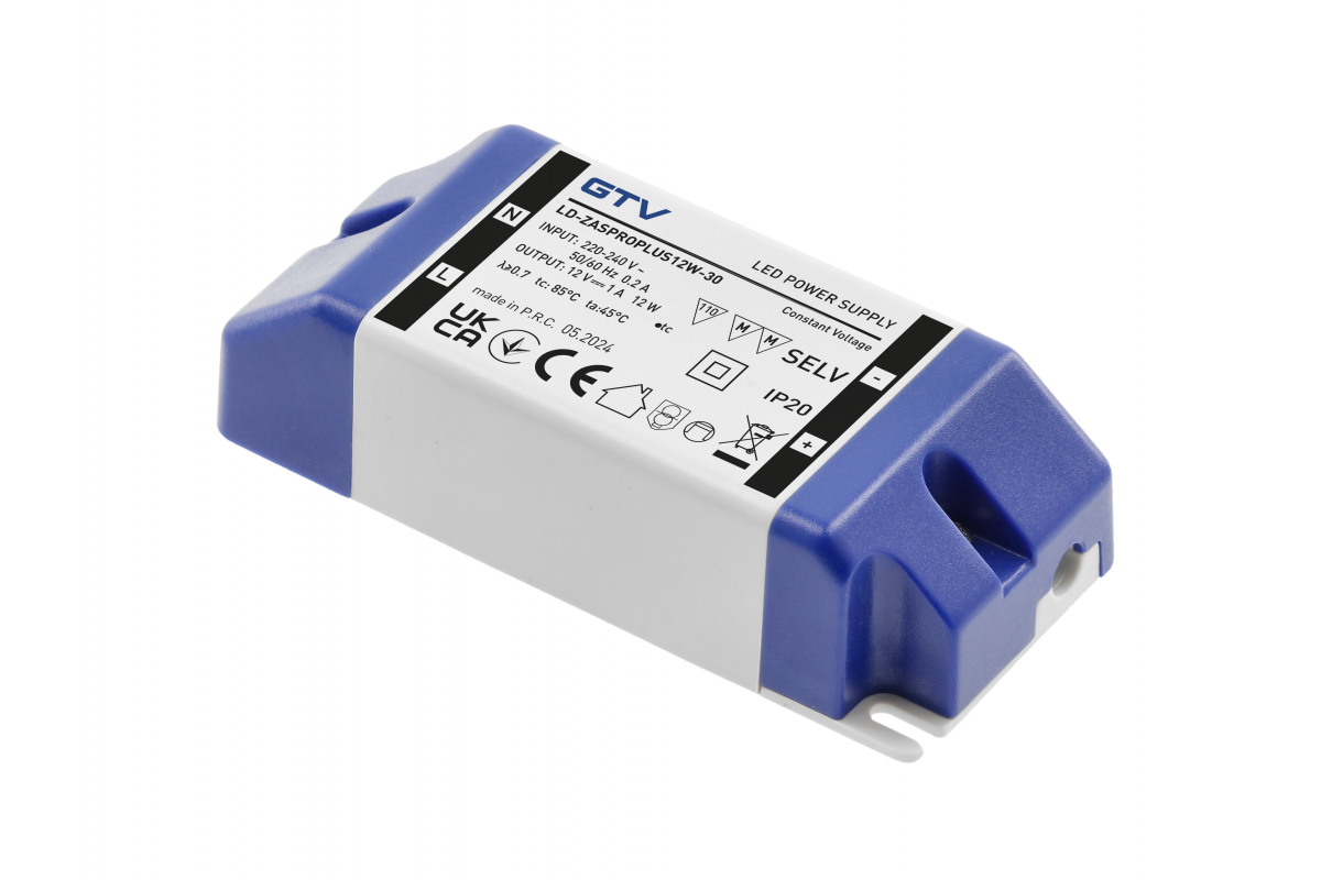 LED power supply PRO+ 12V, 12W, input 220-240VAC, IP20, dim.90x40x24 mm