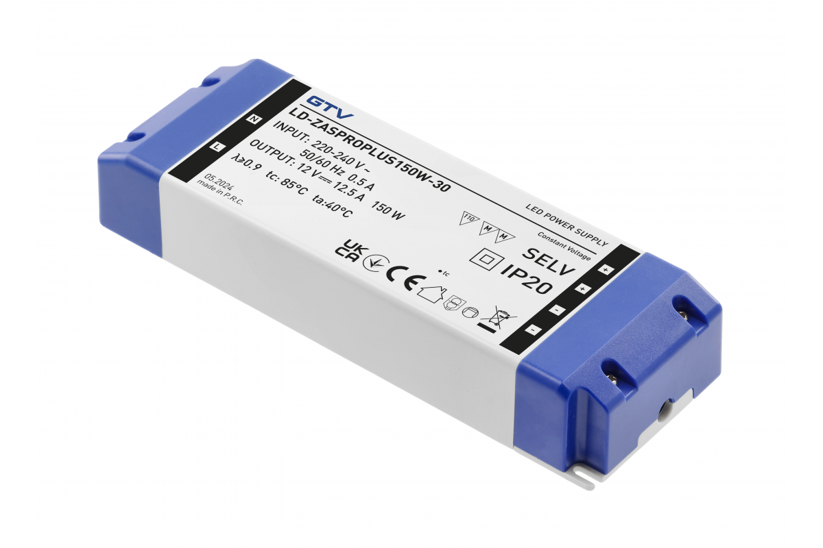 LED Power Supply PRO+ 12V, 150W, input 220-240VAC, IP20, dim.205x71x35 mm