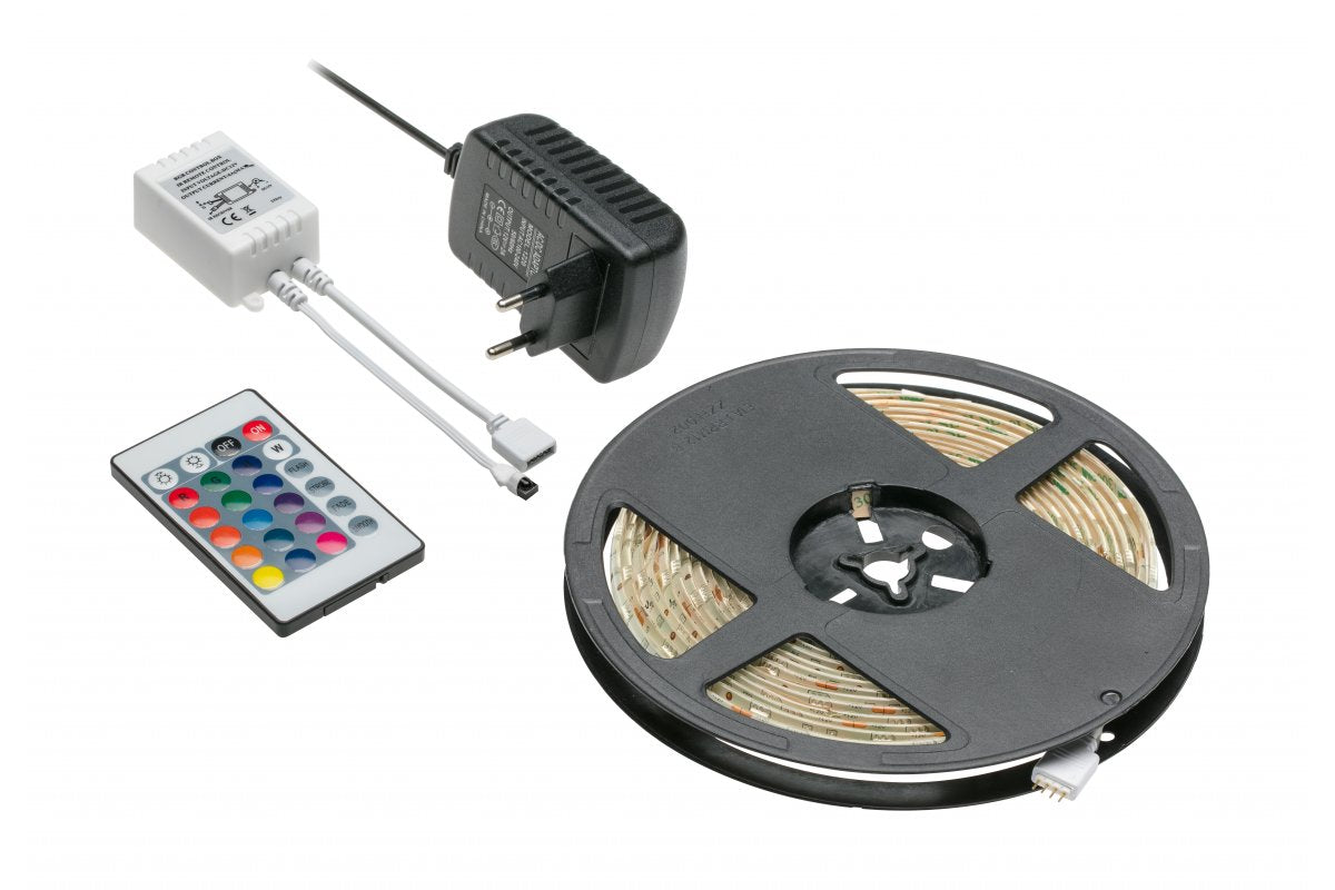 RGB LED Kit 5m 150LED 25W, IR Controller 24keys, Power Supply 12V25W, IP20