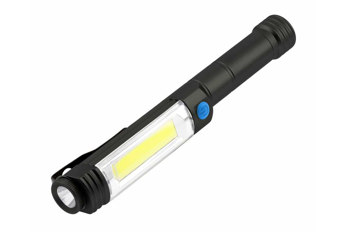 LED Flashlight 6W,  3modes (main, additional, red  warning),  3xAA1,5V, 400lm, 6400K, IP44, black, magnet