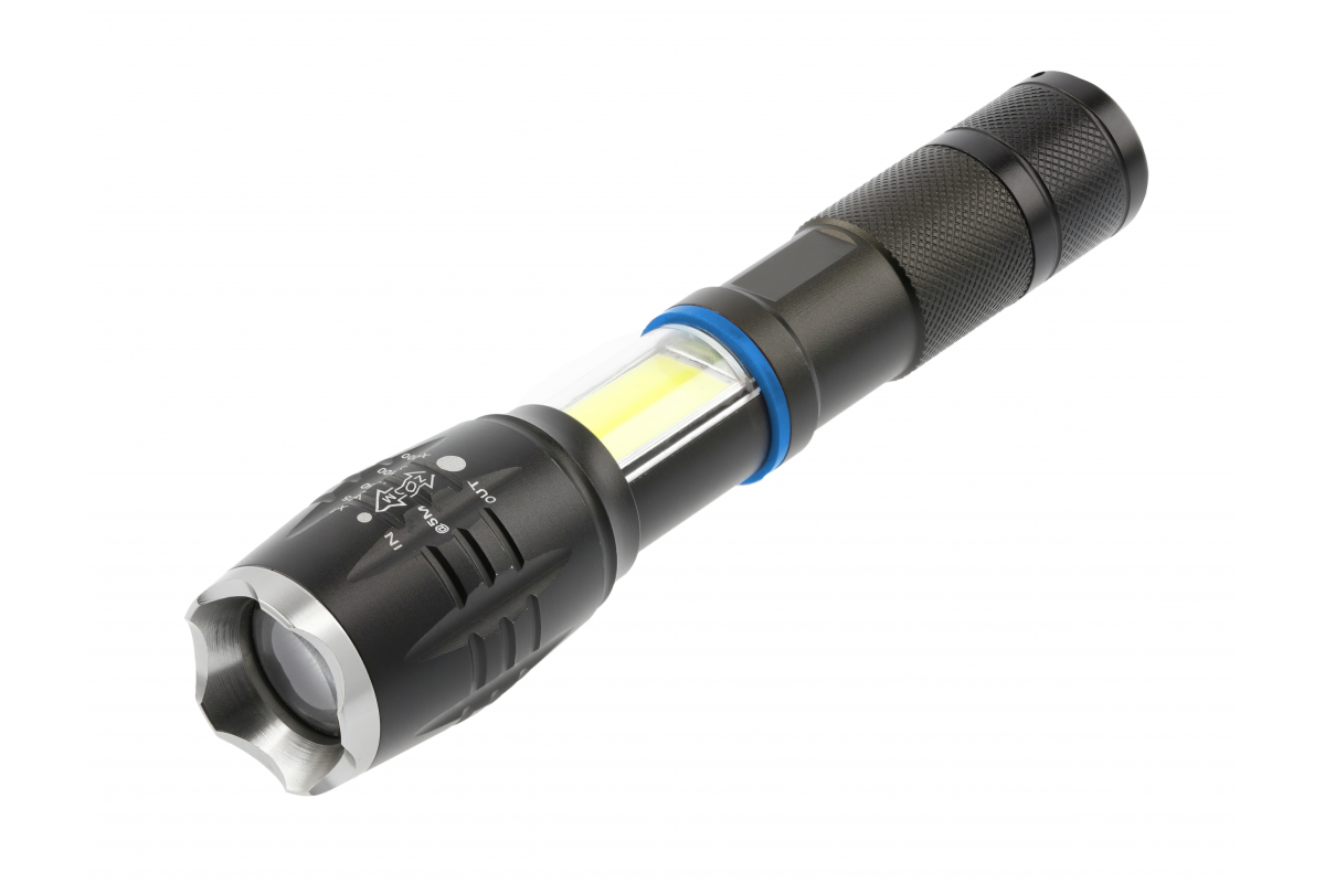 LED Flashlight for 1xAAA battery, 8W, 800lm, 6400K, 500m, IP44, black