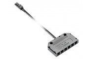 Connector for LED lighting, distributor black 6 sockets with 2m AWG24 cable and mini amp m connector
