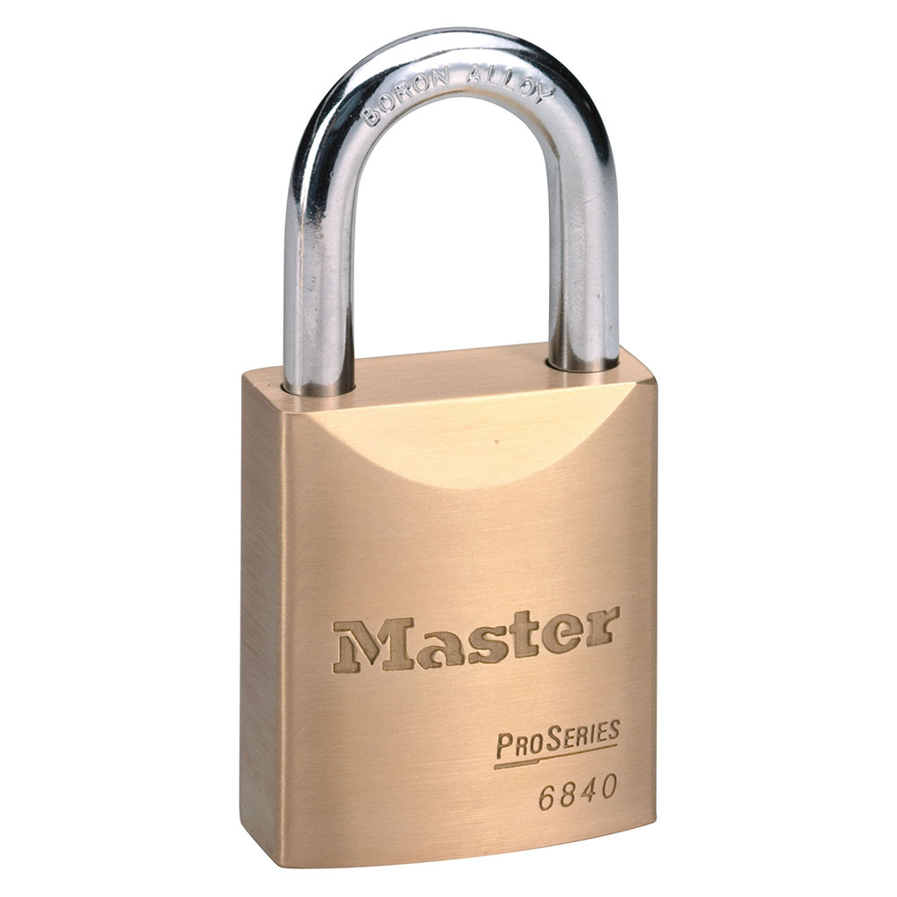 Master Padlock Brass Solid Body 6840 1-3/4in (44mm) Wide ProSeries Solid Brass Rekeyable Key-in-Knob Padlock