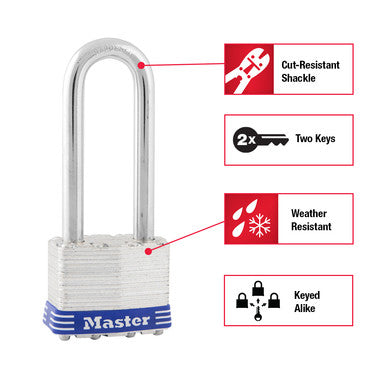 Master Lock Laminated Padlock  1TRILJ 1-3/4in (44mm) Wide with 2-1/2in (64mm) Shackle