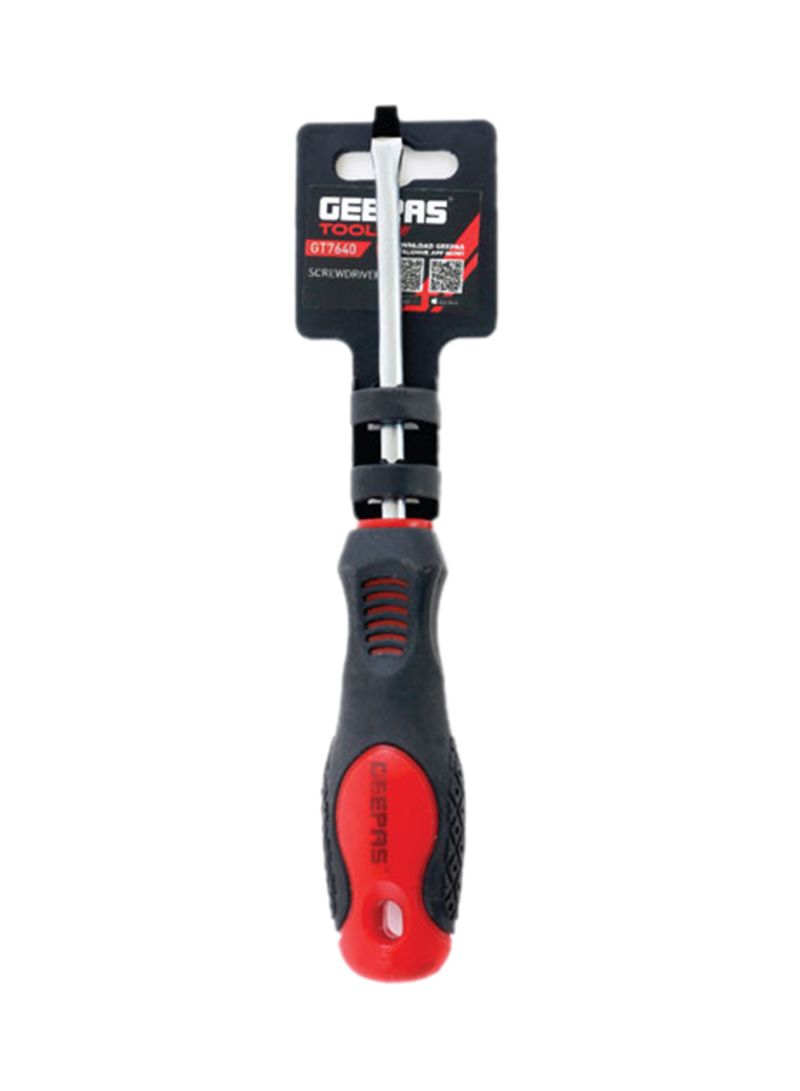 Soft Gripped Screwdriver Red/Black/Silver 100millimeter