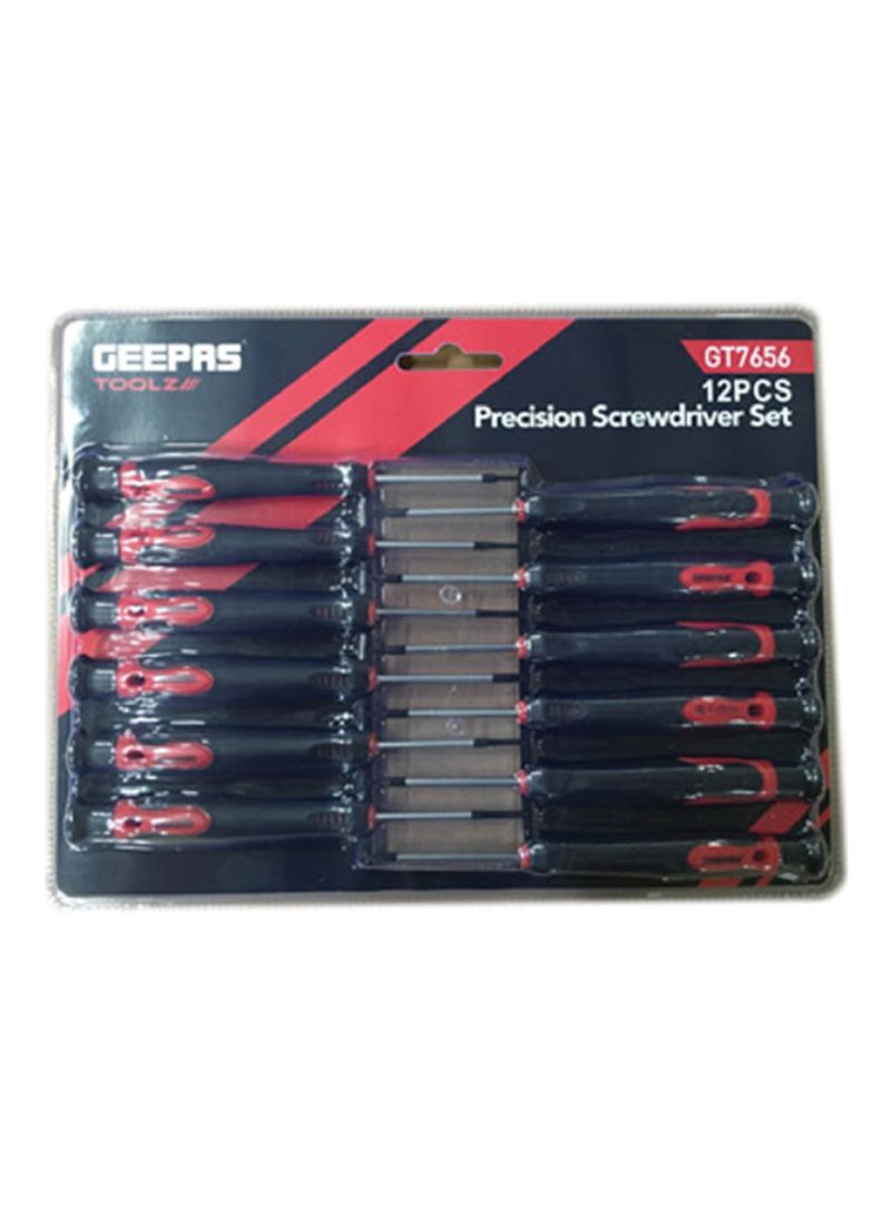 12-Piece Precision Screwdriver Set Black 12centimeter