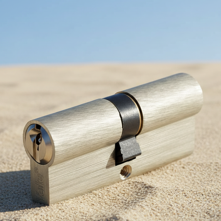 قفل باب أسطواني مزدوج 10-0502-3535-00-22-01 نيكل ساتان