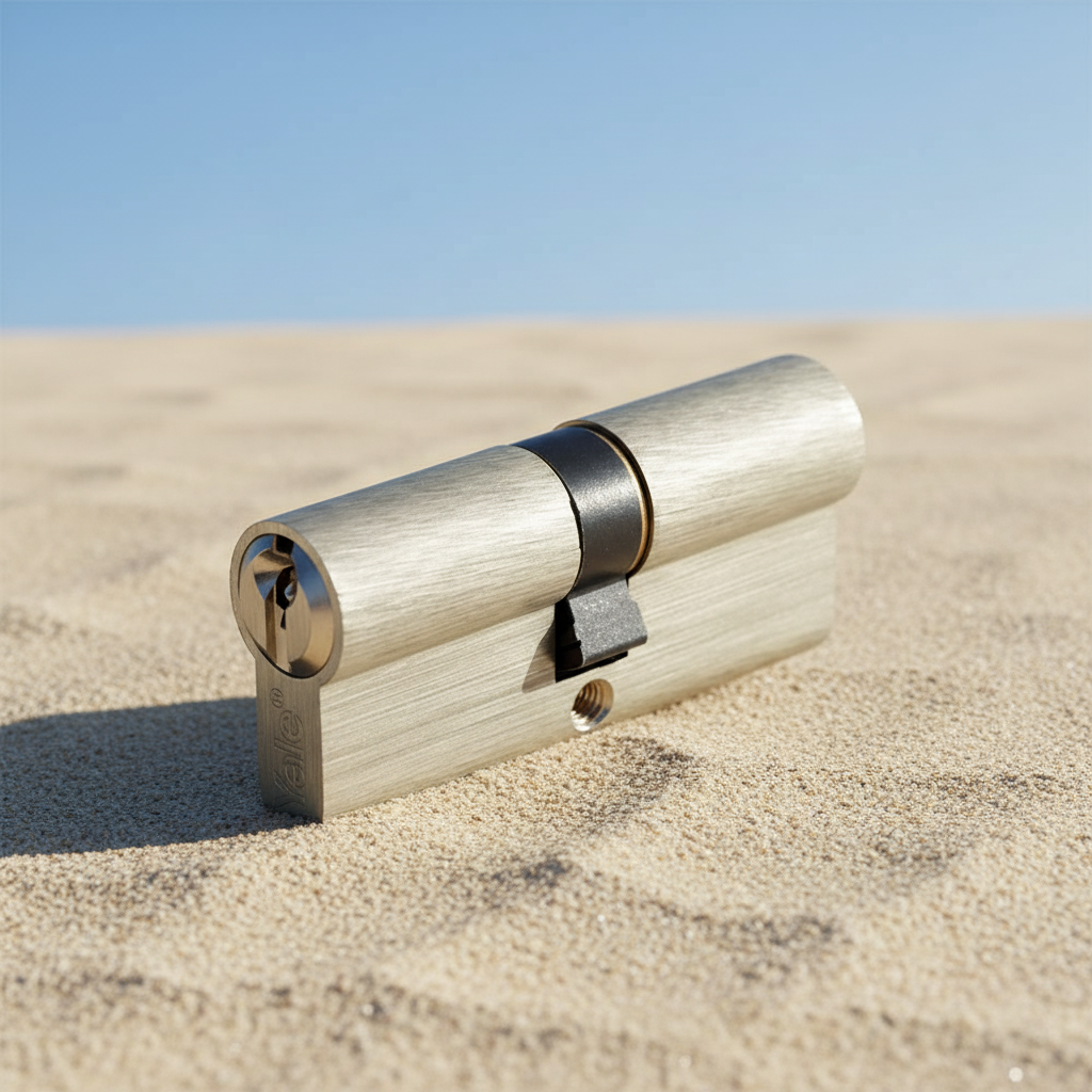 قفل باب أسطواني مزدوج 10-0502-3535-00-22-01 نيكل ساتان