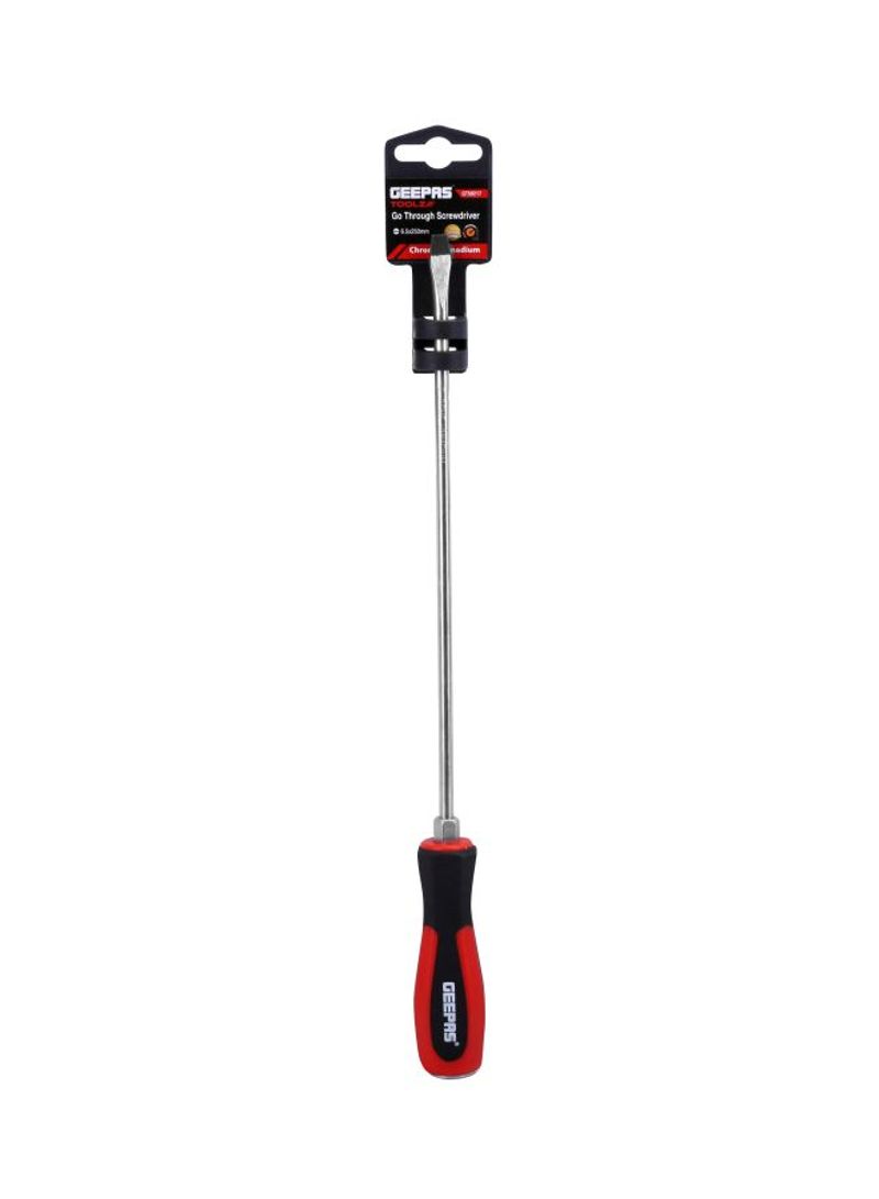 Rubber Handle Slotted Screwdriver Silver/Red/Black 6.5x250millimeter