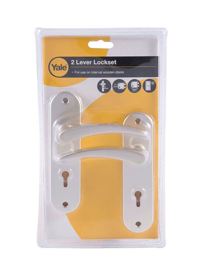 Yale 2 Lever Lock With Handle Set Silver 10millimeter