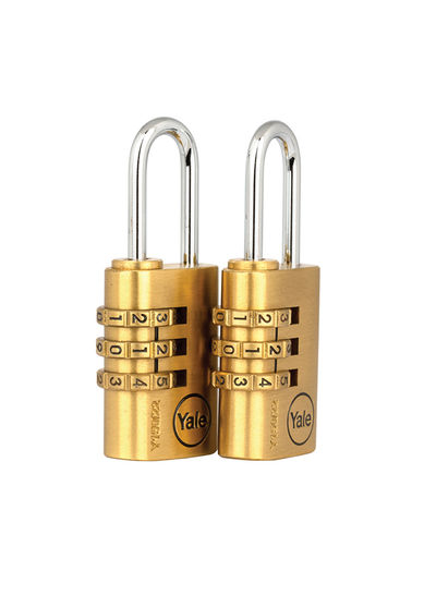 Pack Of 2 Combination Padlock Gold 22millimeter