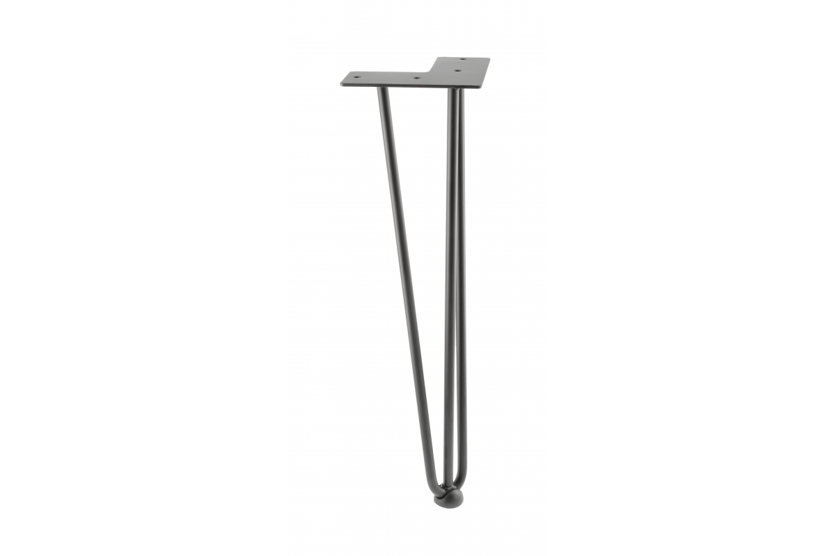 Hairpin ARTO leg with foot, 3 rods, 10 x 406 mm, black