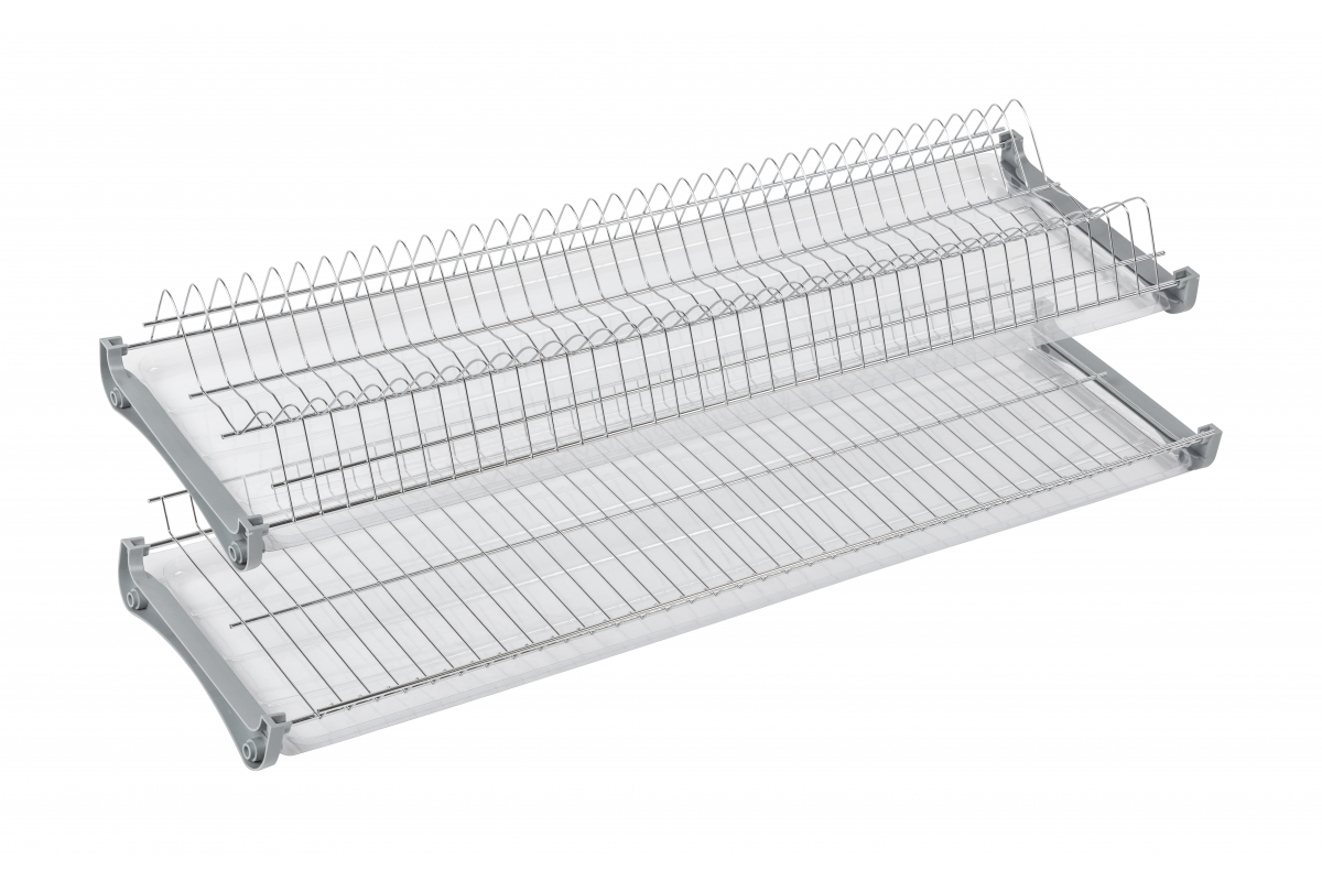 Dish rack, 600 mm, double-level 18 mm plate, 4 top mounted fasteners, w/out alu rods, 1 item