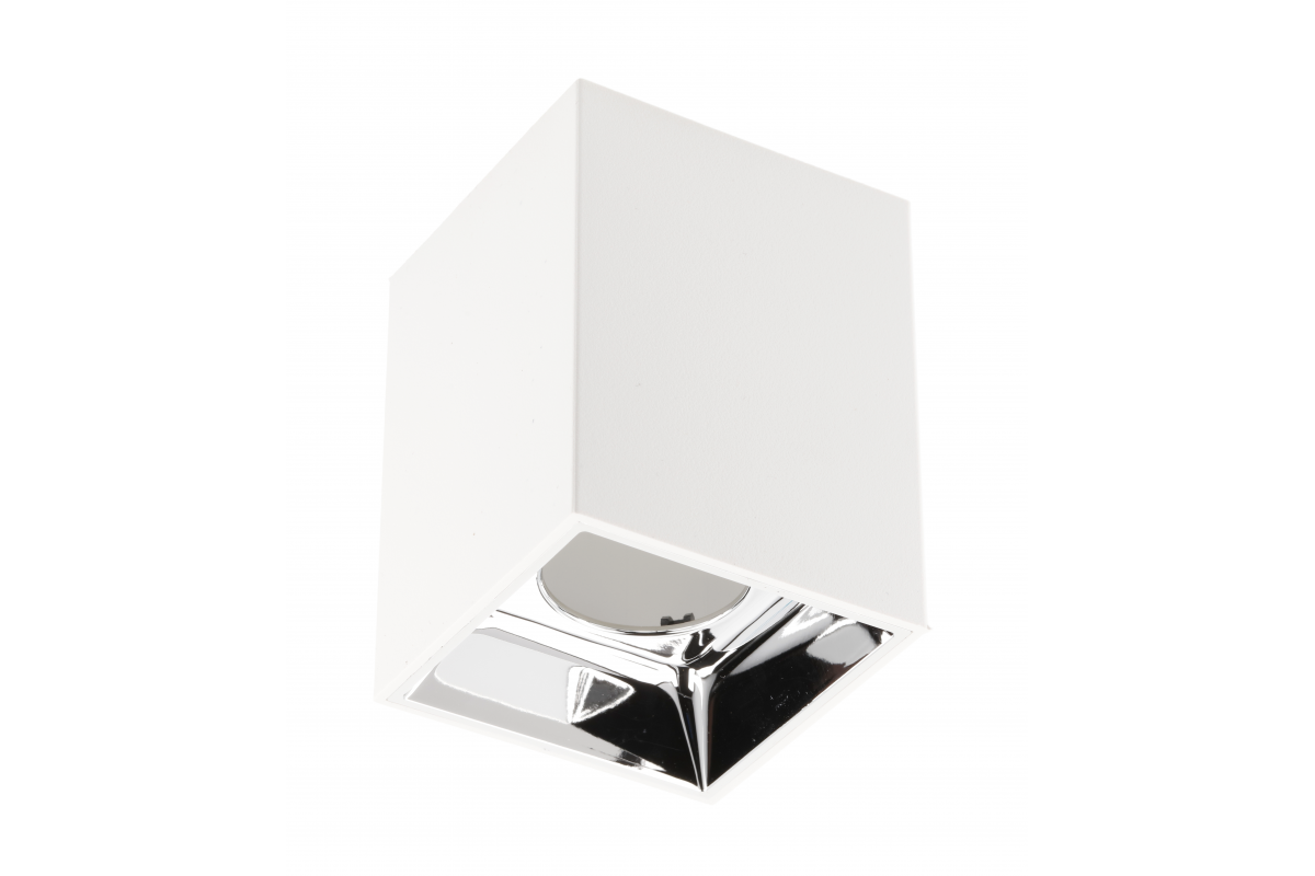 Ceiling luminaire ARIES, PC, 77x100mm, IP20, max 20W, square, white/chrome