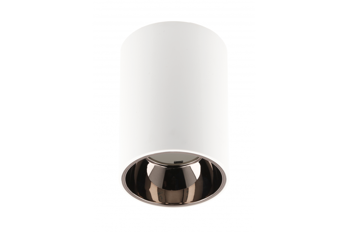 Ceiling luminaire ARIES, PC, 73x105mm, IP20, max 20W, round, white/black chrome