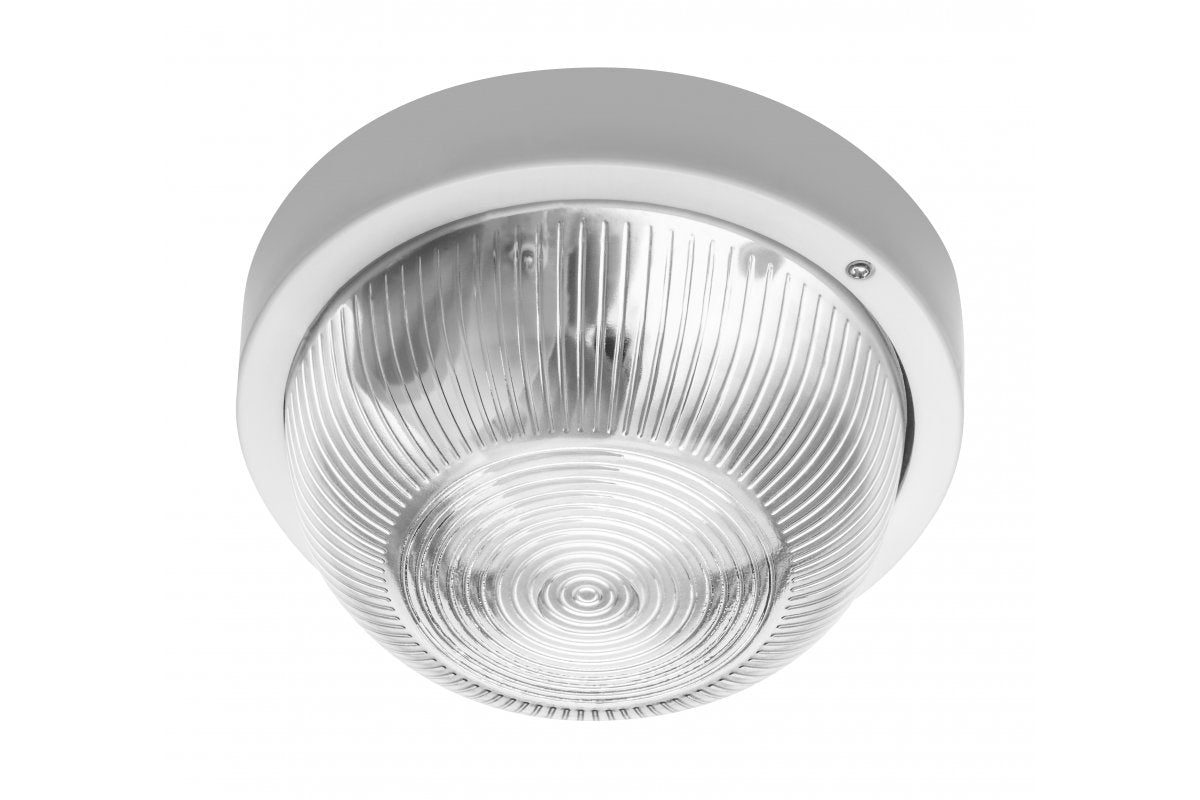 Bulkhead fixture IBIZA, max 40W, E27, AC220-240V, 50-60Hz,IP44,ABS/glass, white housing