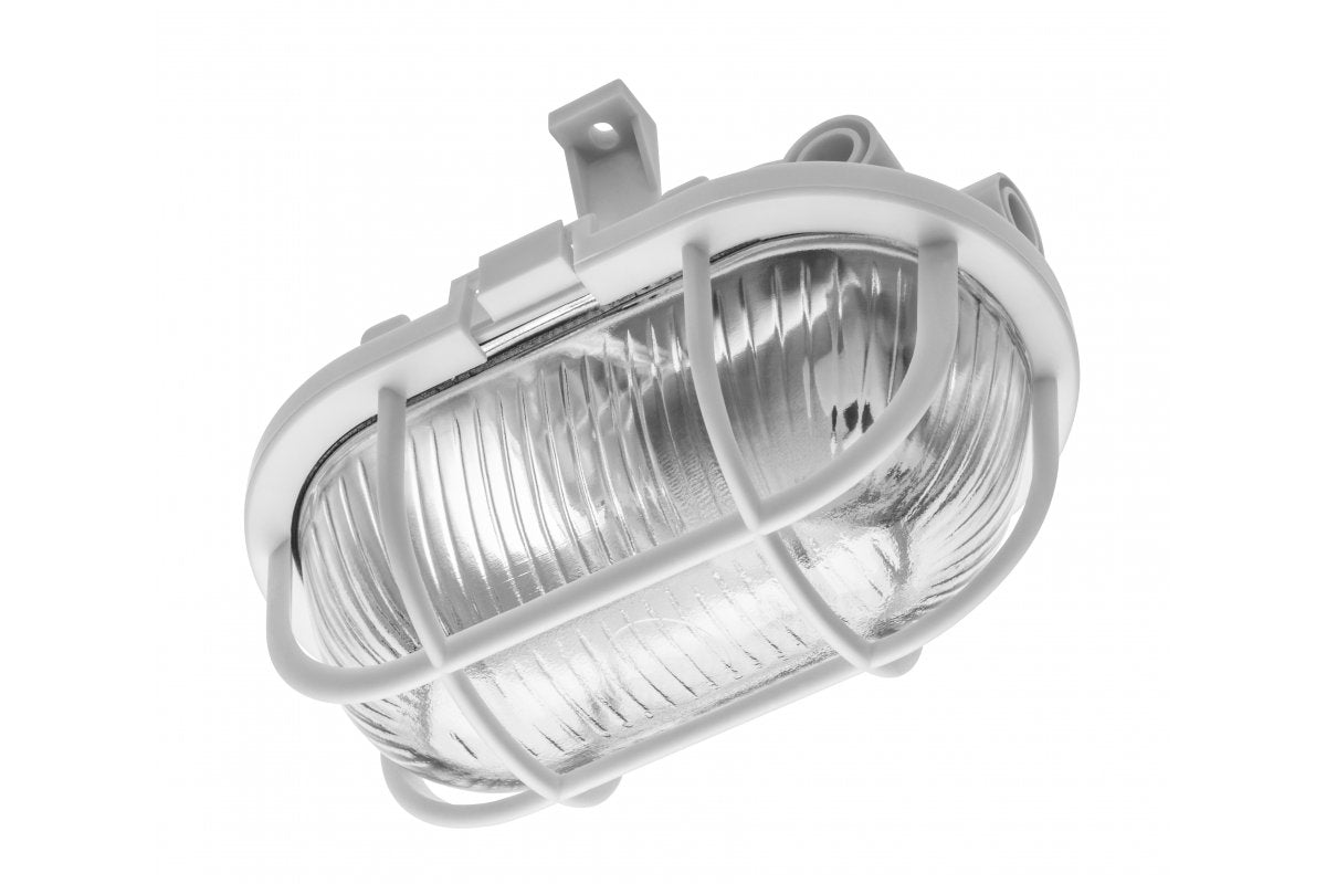 Bulkhead fixture SANGUESA KAY, max 40W, E27, AC220-240V, 50-60Hz, IP44, ABS/glass, white housing