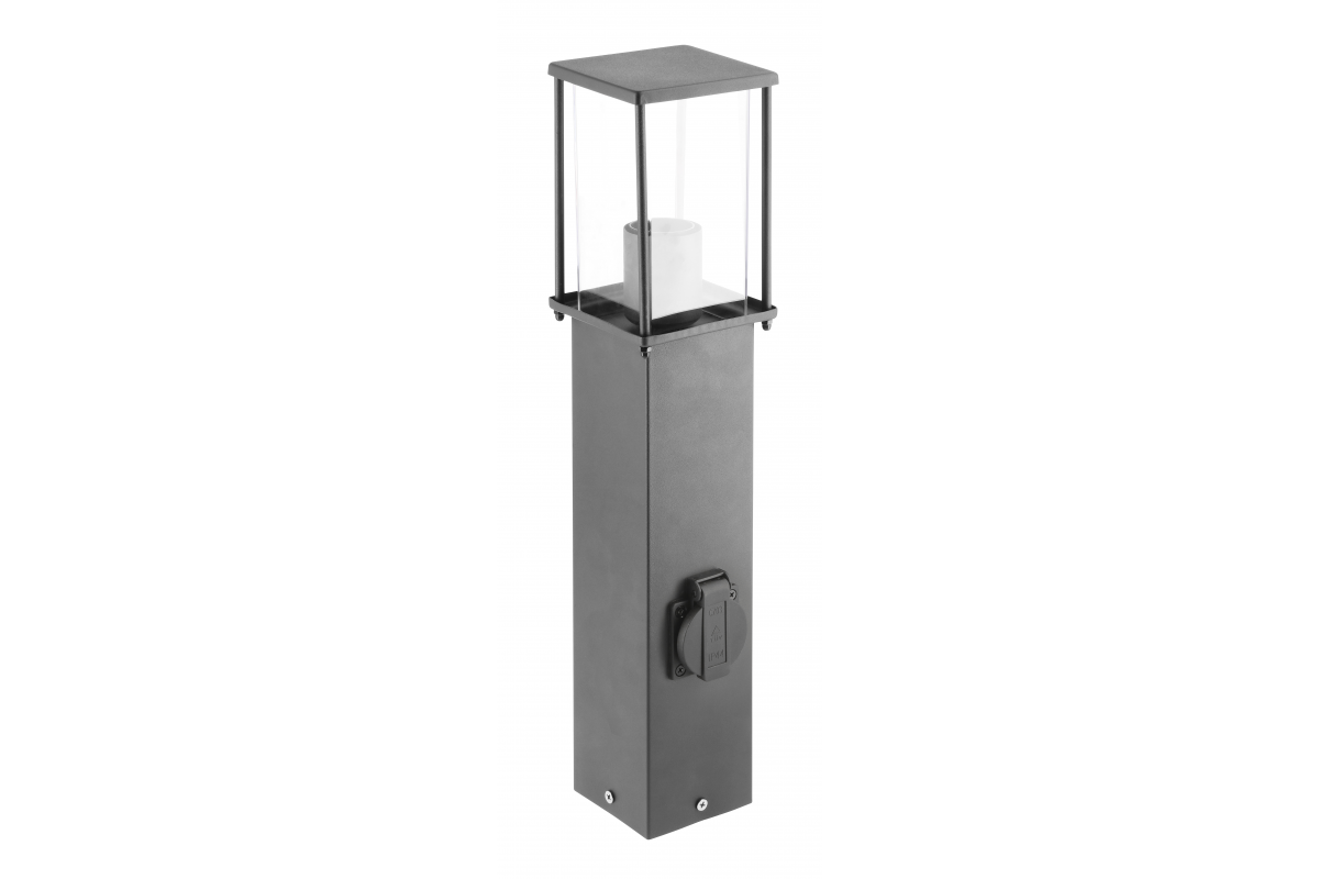 Garden fixture KEMI-P 50, E27, MAX.15W, IP44, AC220-240V, 50-60Hz, max. 2500W, mounting post, graphite