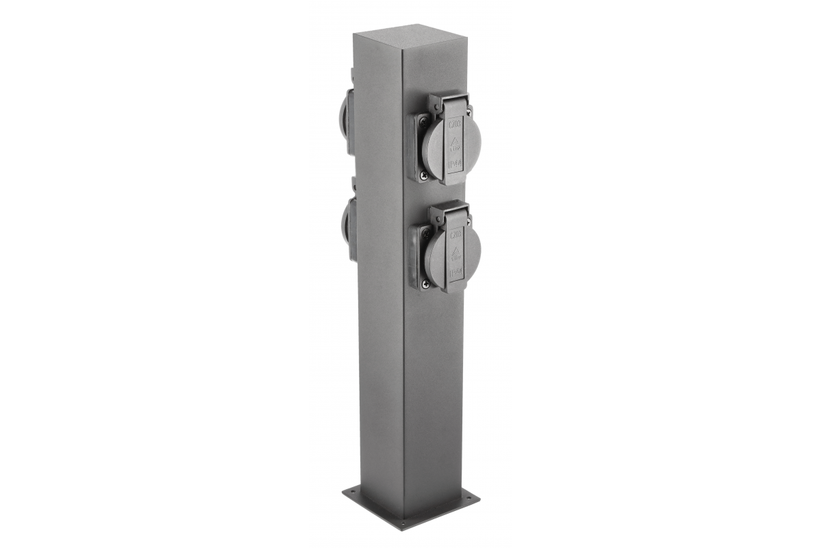 Garden post LARGO-P 36, IP44, AC220-240V,50-60Hz, 4*schuko socket, max.3500W, post, graphite
