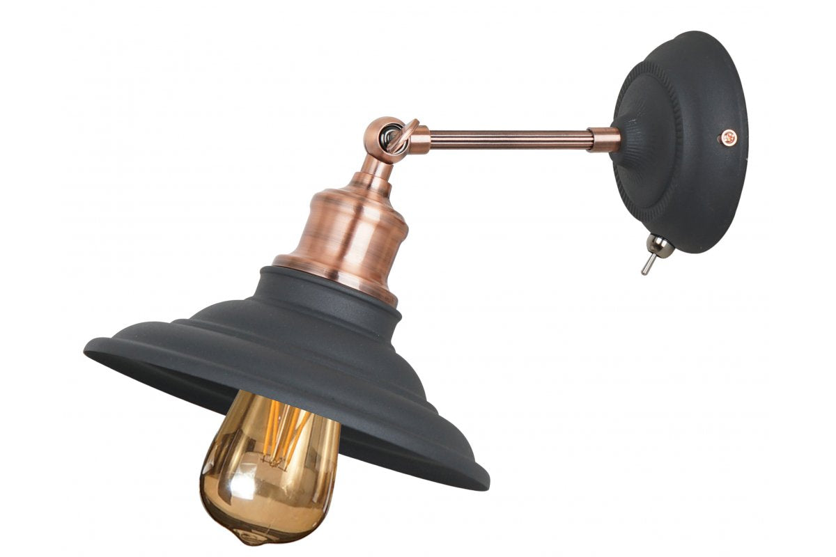 Lámpara de pared LORET+ con interruptor,7901,AC220-240V,50/60Hz,1*E27,máx.40W, Diámetro20cm, individual, negra