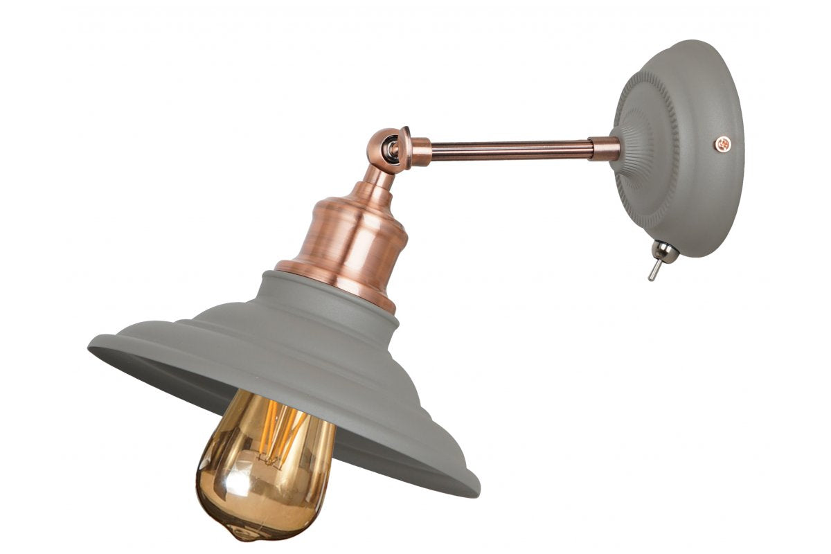 Wall Fixture LORET+ with switch,8229,AC220-240V,50/60Hz,1*E27,max.40W, Diameter20cm, single, grey