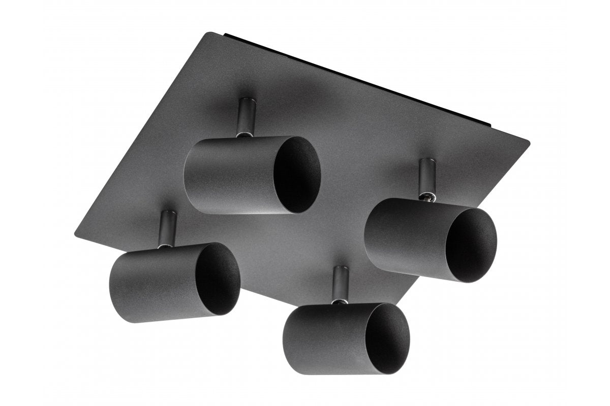 Ceiling luminaire VENETO, IP20, max. 20W, 4 x GU10, round/square, black