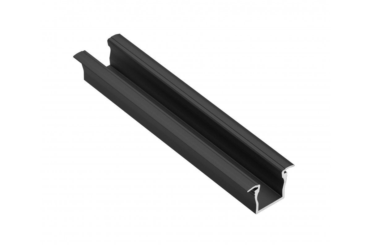 LED Aluminum Profile with GLAX Mini Flange High 12.5mm Black Matt 2m (Mortise)