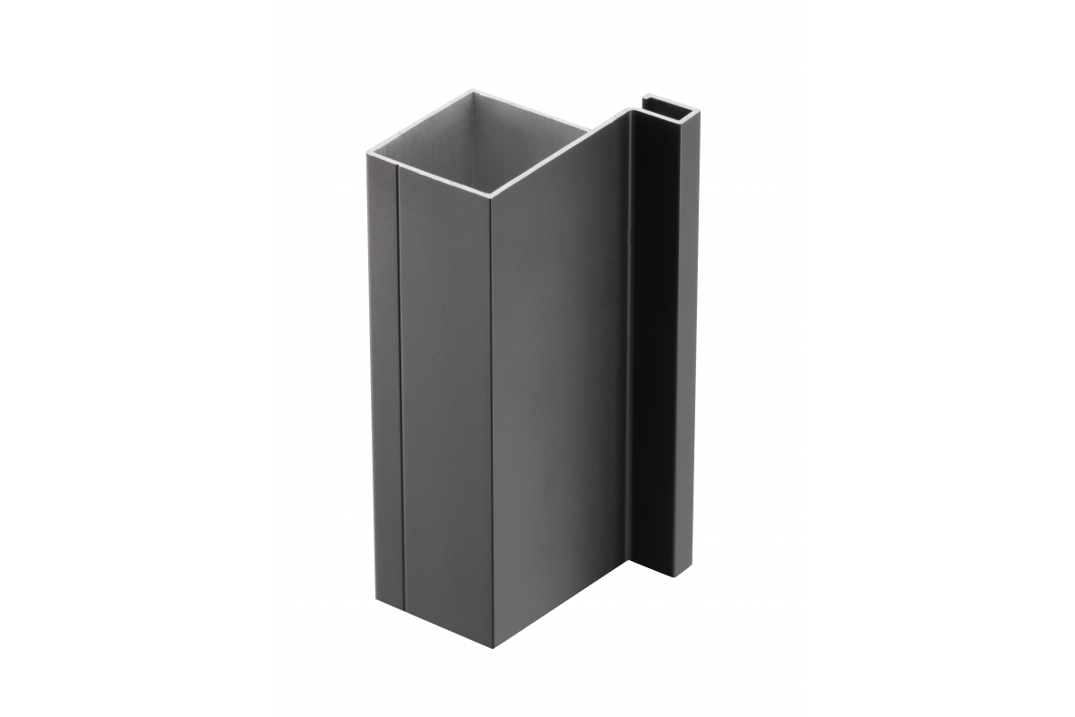 Aluminum profile, handleless system VELLO, T one-sided, black, length 3 m