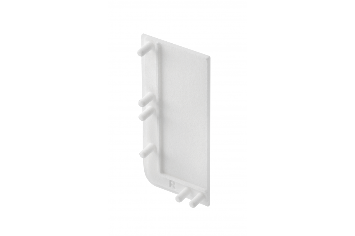 End cap for L profile - full, VELLO handle-free system with LED function, white right (10 pcs / pack)