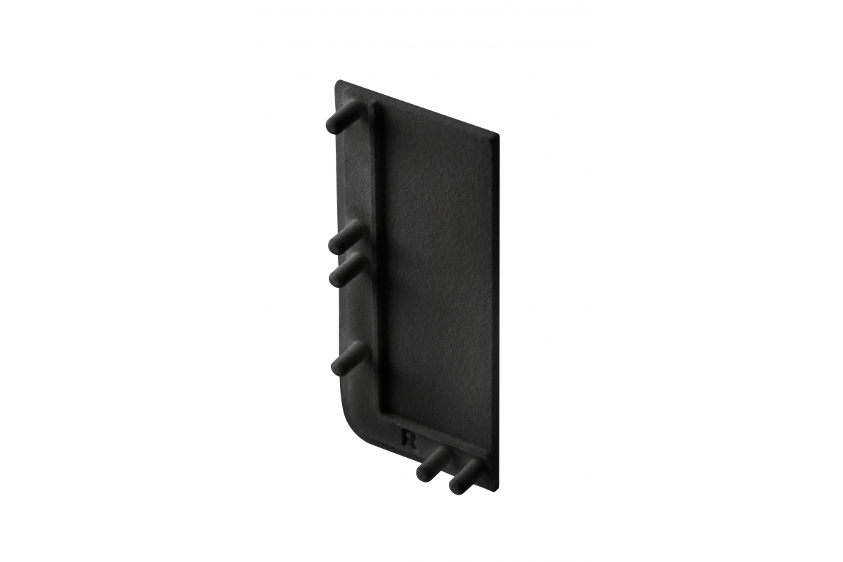 End cap for L profile - full, VELLO handle-free system with LED function, black right (10 pcs / pack)