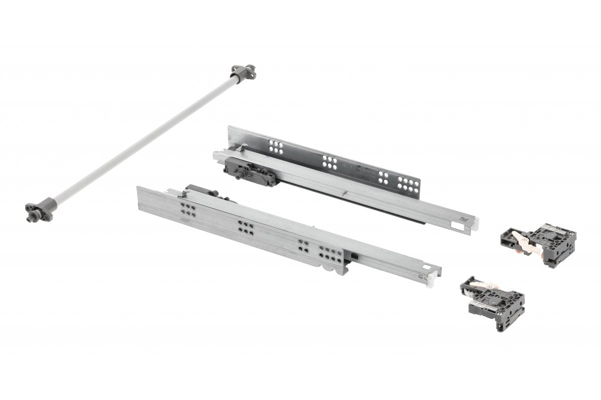 Undermount drawer slide P2O PRO L = 350, 3D adjustment, opening synchronization, 18 mm plate