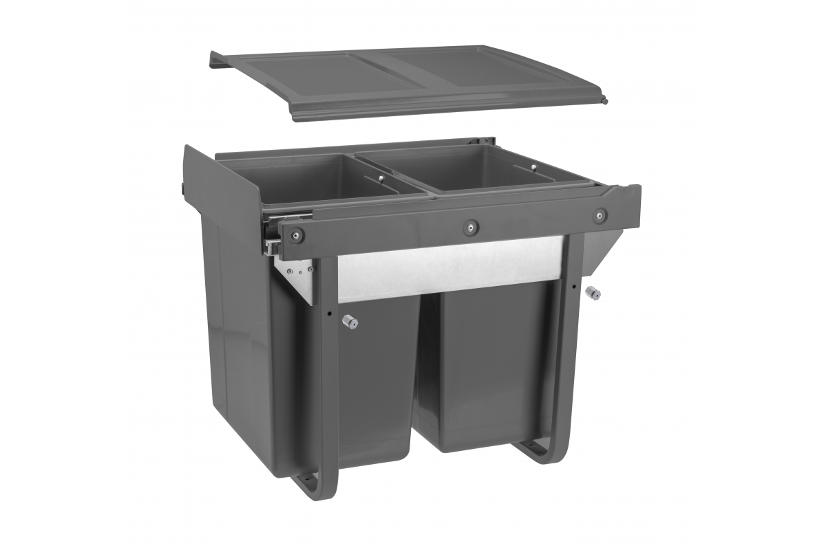 Trash bin on guide H45 2x20l for cabinet 450 mm anthracite