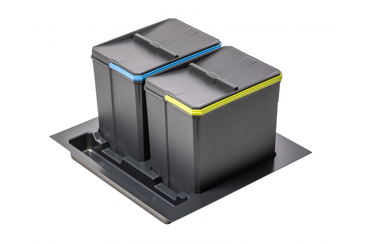 Containers for sorting AxiSpace, drawer width 600 mm, depth 450/500 mm, 2X15L
