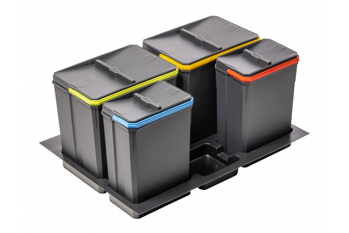Containers for sorting AxiSpace, width of drawer 700 mm, depth 450/500 mm, 2X15L, 2X7L