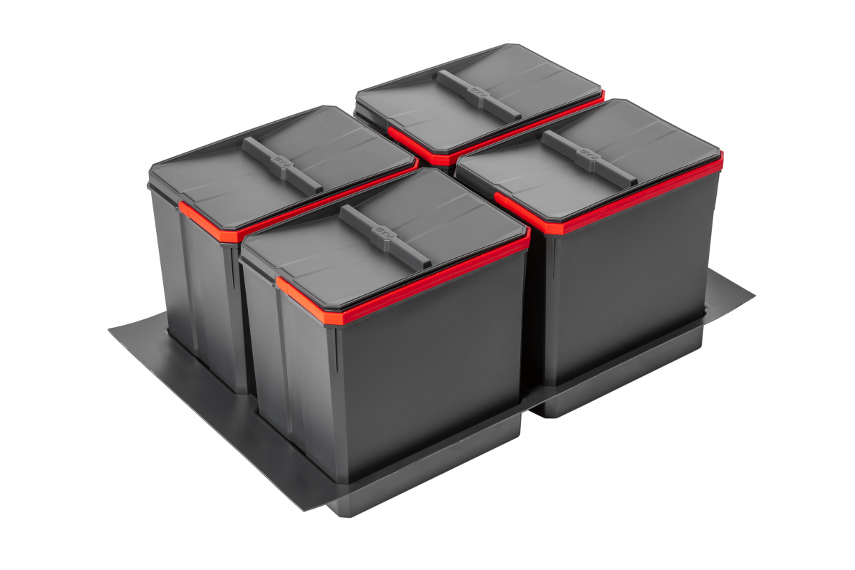 Containers for segregation AxiSpace, for drawer width 900 mm, 4X15L