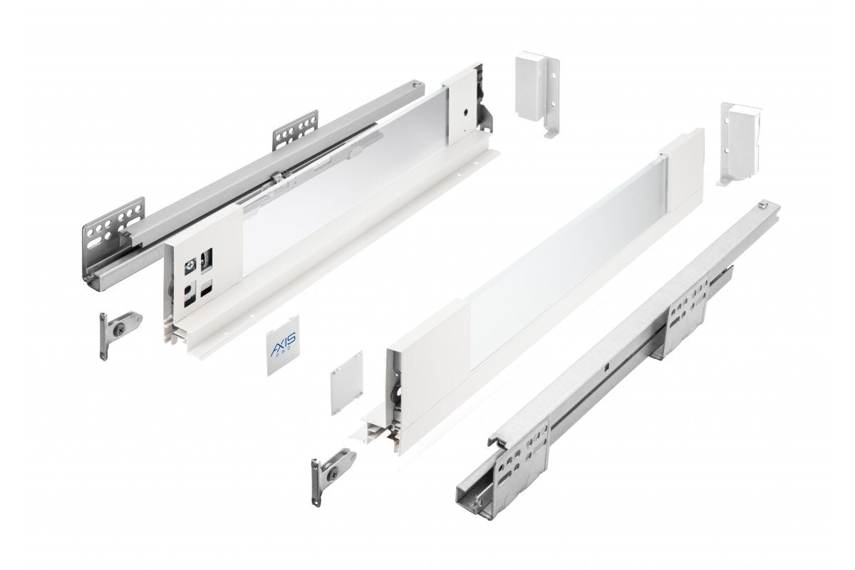 GTV AXIS PRO drawer H=84, L=350, soft-close, side with glass, white