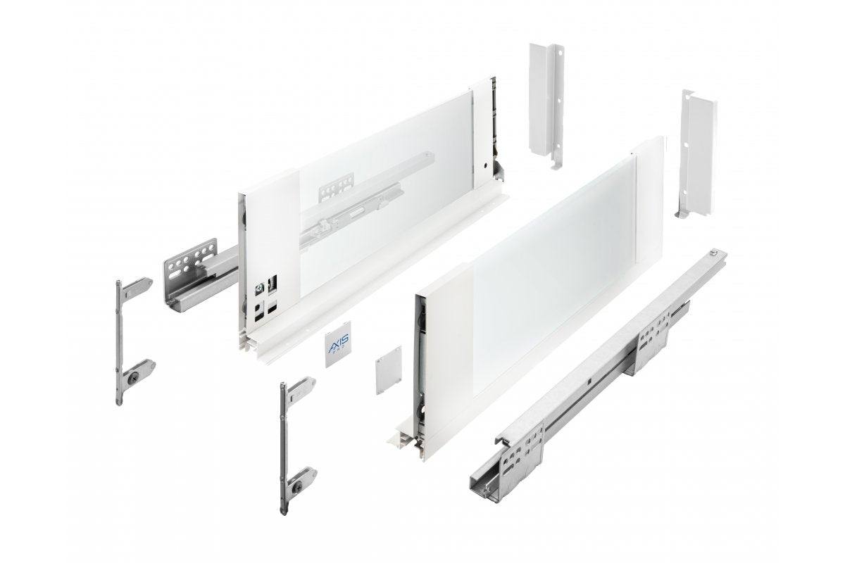 GTV AXIS PRO drawer H=167, L=400, soft-close, side with glass, white