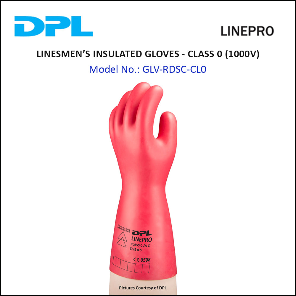 High Voltage Gloves 500V Dpl Linepro Insulated Linesmen Red