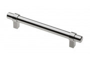 Steel handle TRIEST C=128mm brushed steel - zamak feet