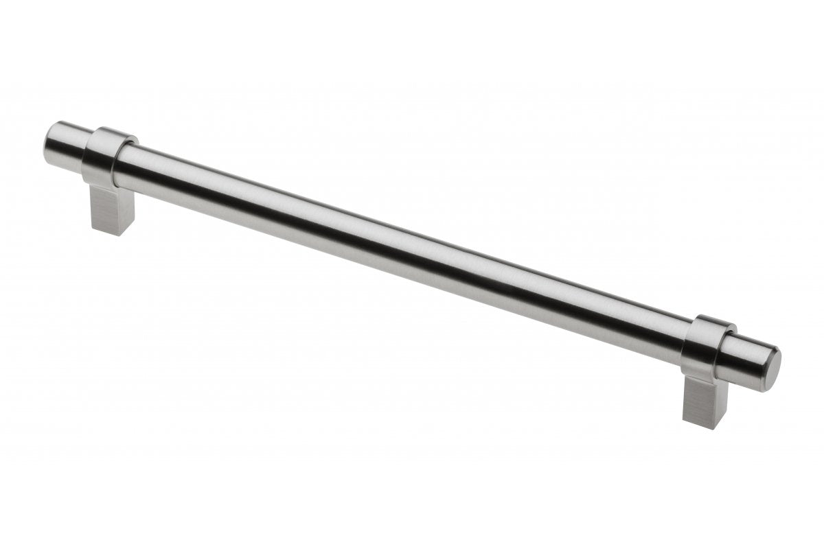 Steel handle TRIEST C=256mm brushed steel - zamak feet