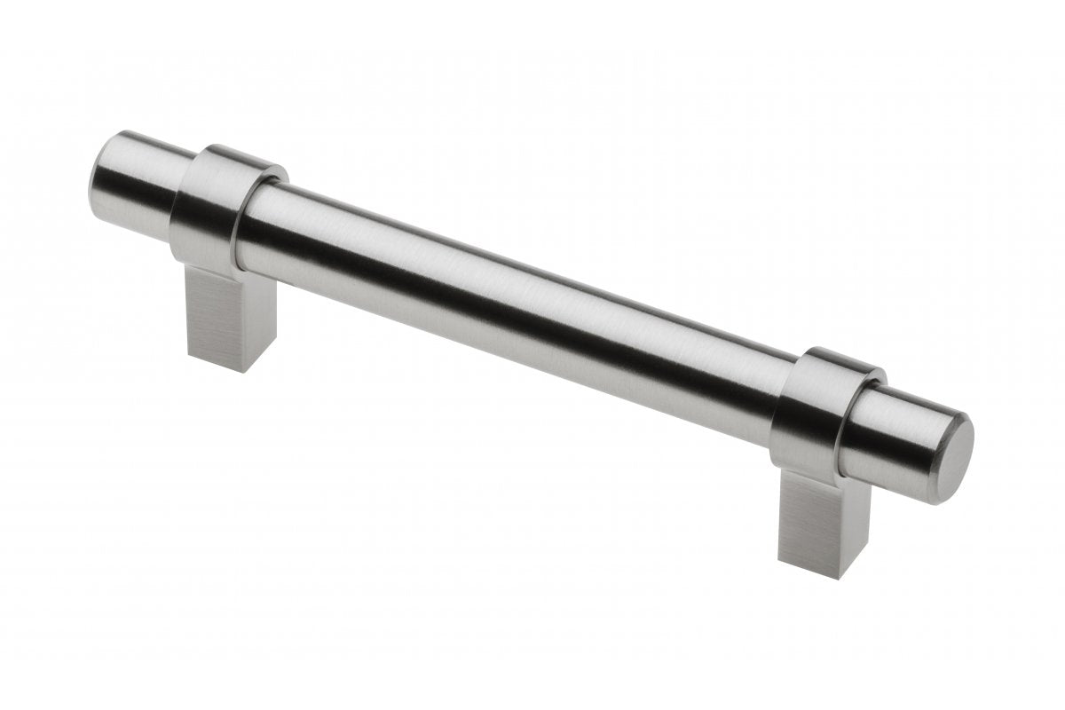 Steel handle TRIEST C=96mm brushed steel - zamak feet