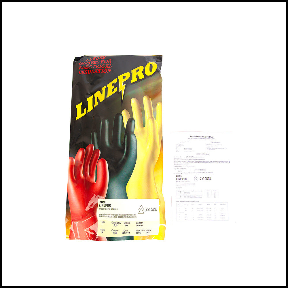 High Voltage Gloves 500V Dpl Linepro Insulated Linesmen Red