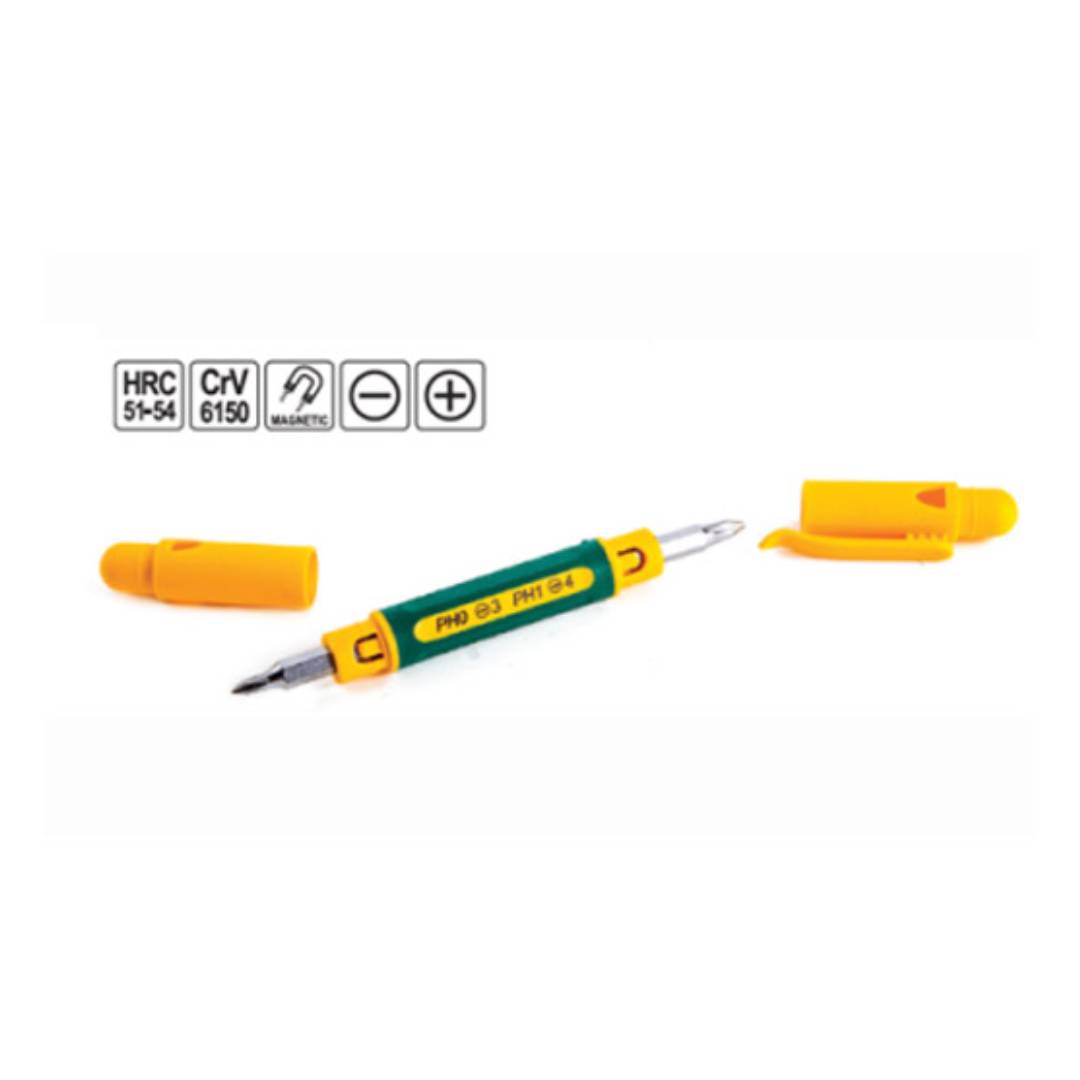 UKEN U6004 Pocket Screw Driver (Flat & Star - Size: Ph0 3, Ph1 4)