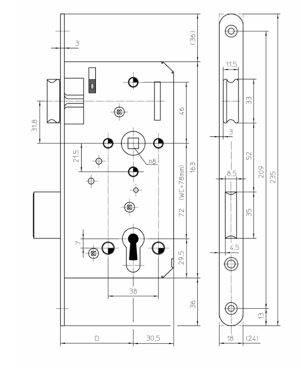 قفل كافلي 45/72 ملم 706 PZW