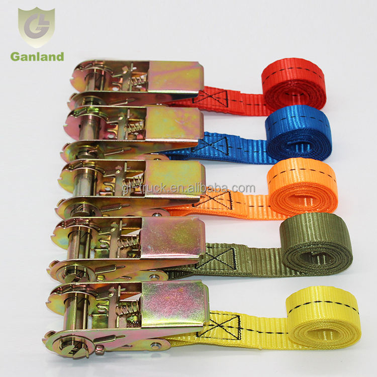 GL-16711 CE Certified Endless 800kgs Breaking Custom Length 25mm Ratchet Strap 1inch Cargo Ratchet Tie Down for Truck Body Parts