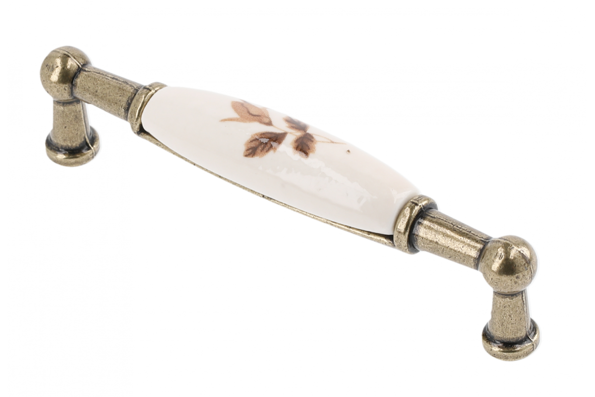 Porcelain handle 728B C=96mm antique brass B-autumn rose